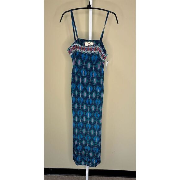 Blue Patterned Midi Dress - Picture 3 of 9